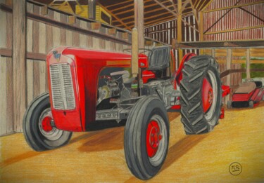 图画 标题为“Tracteurs dans leur…” 由Pierre Bayet, 原创艺术品, 铅笔