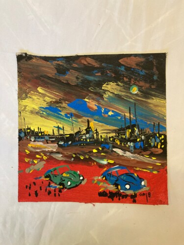 Schilderij getiteld "Uzak Bir Gece" door Ahmet Öcal, Origineel Kunstwerk, Acryl