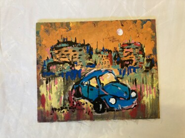 Pintura intitulada "Sarı Gün" por Ahmet Öcal, Obras de arte originais, Acrílico Montado em Painel de madeira