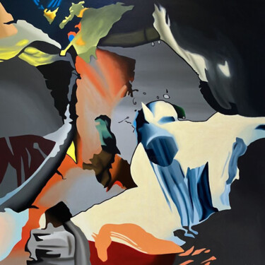 제목이 "De L'Au-Delà n°28"인 미술작품 Stéphane Dousdebes로, 원작, 아크릴 나무 들것 프레임에 장착됨