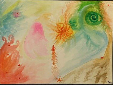 Pittura intitolato "Introspection enfan…" da Aviva, Opera d'arte originale, Acquarello