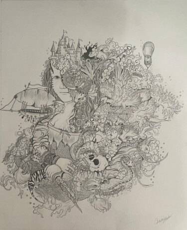 Drawing titled "Мона Лиза" by Spasskay, Original Artwork, Pencil