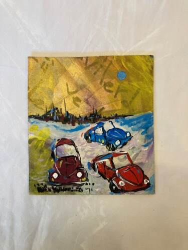 Pittura intitolato "Şehirden Kaçış" da Ahmet Öcal, Opera d'arte originale, Acrilico Montato su Pannello di legno