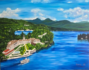 绘画 标题为“Lake George NY” 由Mevlida Sofic, 原创艺术品, 油 安装在木质担架架上