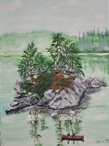 Peinture intitulée "Saranac  lake  NY" par Mevlida Sofic, Œuvre d'art originale, Huile Monté sur Châssis en bois