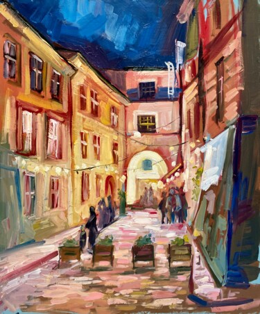 Pintura intitulada "Вечірній Львів" por Andrii Voroniuk, Obras de arte originais, Óleo