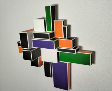 ScuBture - Anti Mondrian 1 (Scupture hommage à Mondrian) Картина под названием "ScuBture - Anti Mon…" - Nebryo, Подлинное произведение искусства, Пластмасса Установлен на Деревянная…