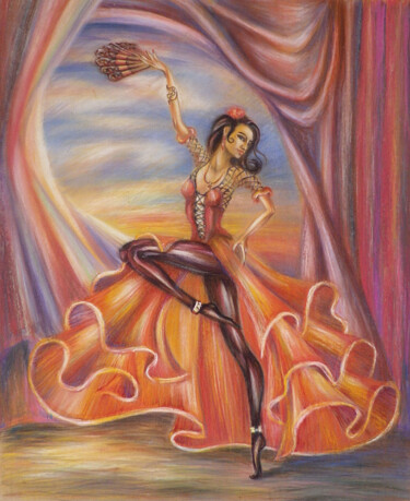 Karmen Schilderij getiteld "Karmen" door Olga Milova, Origineel Kunstwerk, Pastel Gemonteerd op Karton
