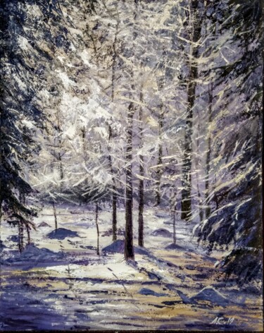Winter forest. Crystal Radiance Pittura intitolato "Winter forest. Crys…" da Larisa Sidorova (Alsi), Opera d'arte originale, Olio Montato su Altro pannello…