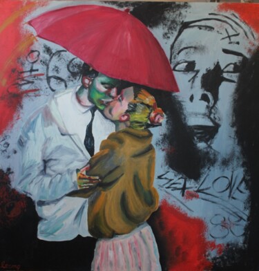 Malerei mit dem Titel "Peinture à l'huile" von Patrick Lecocq, Original-Kunstwerk, Öl