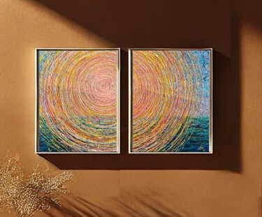 Painting titled "Path Through the Sky" by Nadiia Antoniuk, Original Artwork, Acrylic Mounted on Wood Stretcher frame