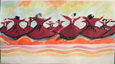 绘画 标题为“whirling dervishes,” 由Siyavash Chegeni, 原创艺术品, 水彩