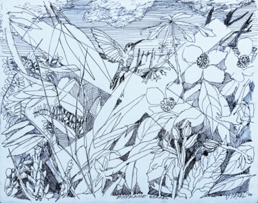 Tekening getiteld "Ex-treme Garden" door Darren Jekel, Origineel Kunstwerk, Inkt