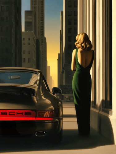 Blonde Frau mit Porsche 911 Arte digitale intitolato "Blonde Frau mit Por…" da Frank Daske, Opera d'arte originale, Olio