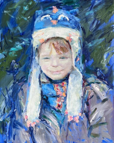 A Boy in Kitty Hat "A Boy in Kitty Hat" başlıklı Tablo Zakhar Shevchuk tarafından, Orijinal sanat, Petrol Ahşap Sedye çerçevesi üzerine monte e…