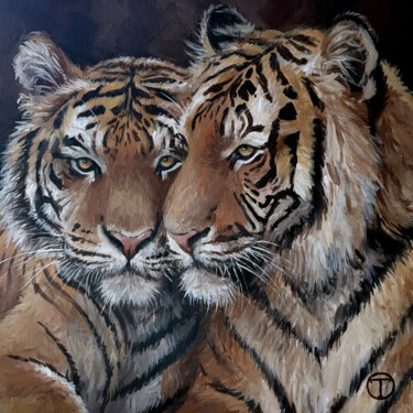 绘画 标题为“Tigers 2” 由Olia Tomkova, 原创艺术品, 丙烯