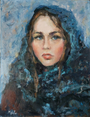 Portrait of Grushenka based on Dostoevsky's "The Brothers Ka Pittura intitolato "Portrait of Grushen…" da Ul Moreva, Opera d'arte originale, Olio Montato su Telaio per barella in legno