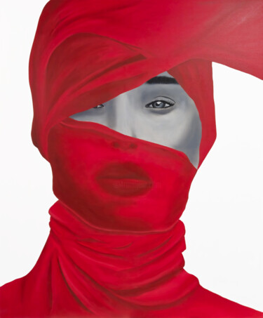 제목이 "RED"인 미술작품 Matthieu Debano로, 원작, 기름 나무 들것 프레임에 장착됨