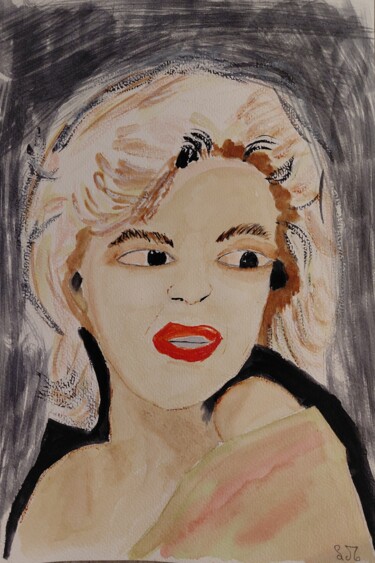 Pittura intitolato "Marilyn Monroe" da Lourdes M, Opera d'arte originale, Acquarello