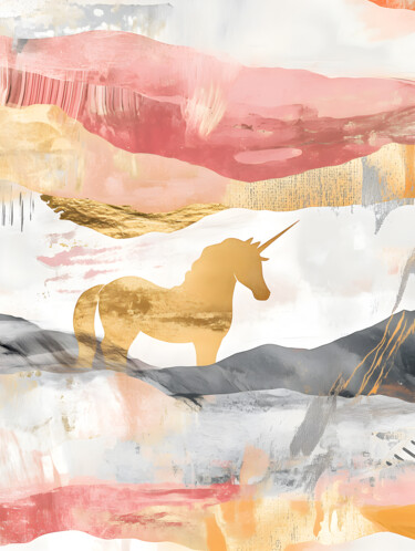 Soft Presence. Boho unicorn wall art Цифровое искусство под названием "Soft Presence. Boho…" - Miriam-Feyga Bunimovich, Подлинное произведение искусства, Цифрово…
