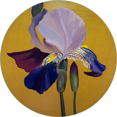 Iris on gold Peinture intitulée "Iris on gold" par Elena Krikunova, Œuvre d'art originale, Huile