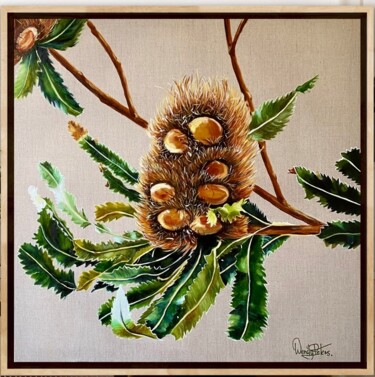 绘画 标题为“Banksia Serrata” 由Wendy Peters, 原创艺术品, 油 安装在木质担架架上