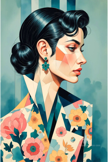 数字艺术 标题为“04-Art Deco - Cubism” 由Teresa Casas, 原创艺术品, AI生成的图像