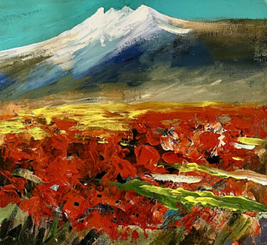 Fields of Fire and Ice Картина под названием "Fields of Fire and…" - Vahe Bagumyan, Подлинное произведение искусства, Масло Установлен на Деревянна…