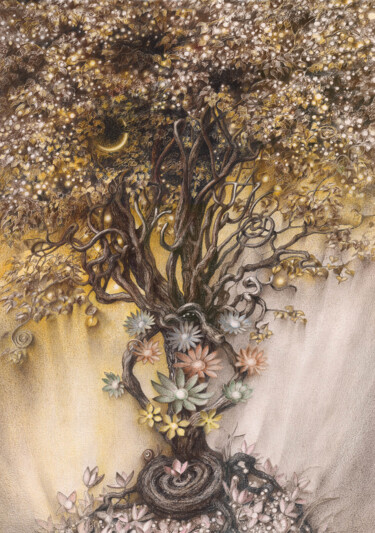 「THE TREE」というタイトルの描画 Oleg Maiorovによって, オリジナルのアートワーク, コンテ