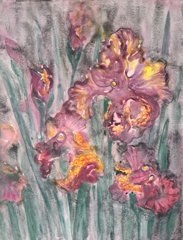 绘画 标题为“Irises” 由Yana Bila, 原创艺术品, 水彩