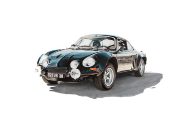 Alpine A110 (Bruno Saby) Dessin intitulée "Alpine A110 (Bruno…" par Nicolas Schlosser, Œuvre d'art originale, Crayon Monté sur Autre panneau rigide
