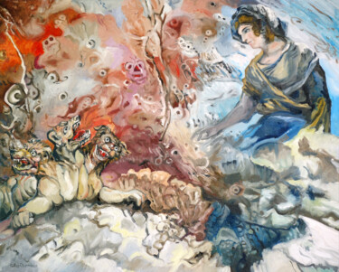 Peinture intitulée "Devant l'Enfer" par Gilles Chambon, Œuvre d'art originale, Huile Monté sur Châssis en bois