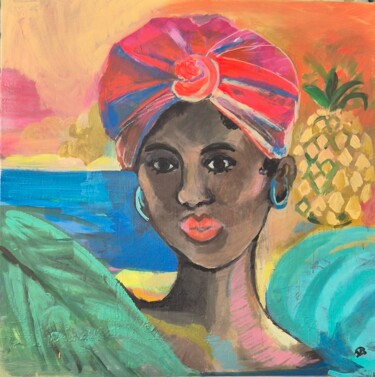 Peinture intitulée "Fille des iles" par Valérie Blum (Valery), Œuvre d'art originale, Acrylique Monté sur Châssis en bois