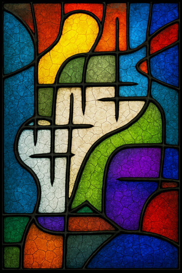 Arte digitale intitolato "Abstrait 1--Numériq…" da Pacôme Coquet, Opera d'arte originale, Pastello Montato su Alluminio