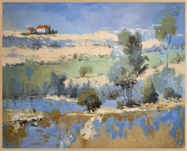 Tranquil Countryside. 绘画 标题为“Tranquil Countrysid…” 由Vita Schagen, 原创艺术品, 油 安装在木质担架架上