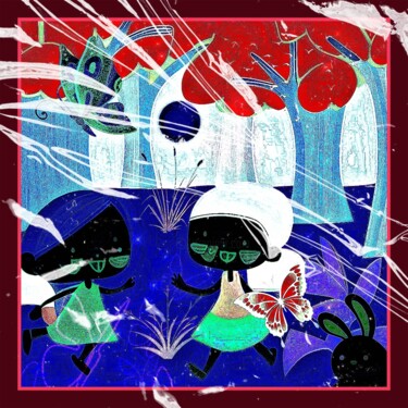 Digital Arts titled "Collection" les deu…" by Nadine, Original Artwork, AI generated image Mounted on Other rigid panel