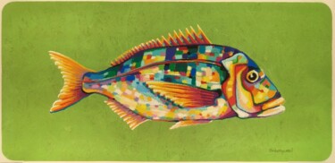 Painting titled "Dentex dentex" by Diego Lorenzi, Original Artwork, Pastel Mounted on Wood Panel