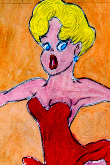 绘画 标题为“Pin up cartoon” 由José Espiguinha, 原创艺术品, 水粉