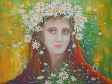 Pittura intitolato "Chamomile Paradise" da Iryna Lupashchenko, Opera d'arte originale, Gouache