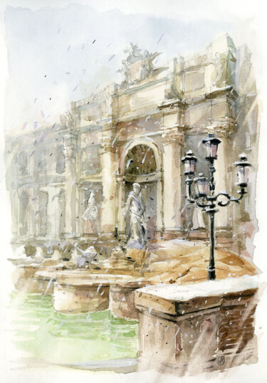 Painting titled "Rome - 1" by Arsak Oganesan, Original Artwork, Watercolor