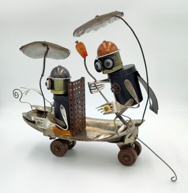 Scultura intitolato "in Venice with two…" da Branimir Misic, Opera d'arte originale, Metalli