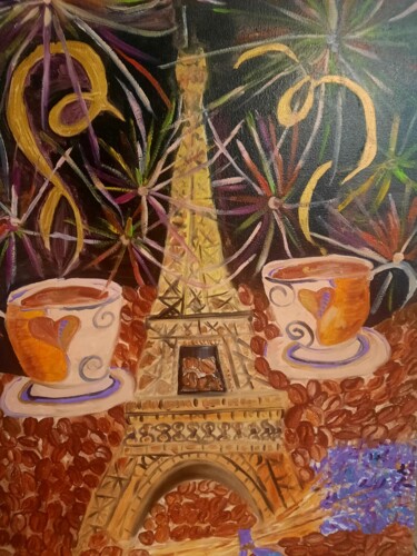 Painting titled "Лавандова вежа" by Irina Koval Cuk, Original Artwork, Oil
