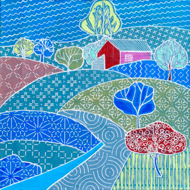 Pintura intitulada "Landscape in Sachik…" por Ariadna De Raadt, Obras de arte originais, Acrílico