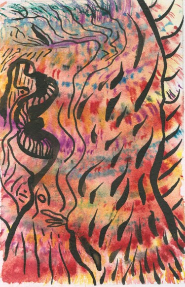 印花与版画 标题为“Cosmic Tigress's mi…” 由Lya Helia, 原创艺术品, 水彩