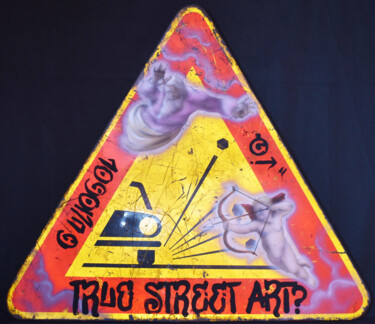 Картина под названием "true street art?" - Giuliogol, Подлинное произведение искусства, Аэрограф Установлен на Металл