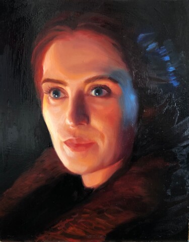 Schilderij getiteld "Carice Van Houten a…" door Virginie Martin Blaise, Origineel Kunstwerk, Olie Gemonteerd op Houten paneel