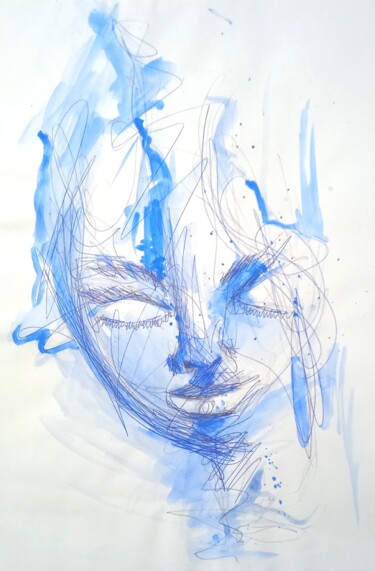 Рисунок под названием "stigmablue" - Neto Othen, Подлинное произведение искусства, Акварель