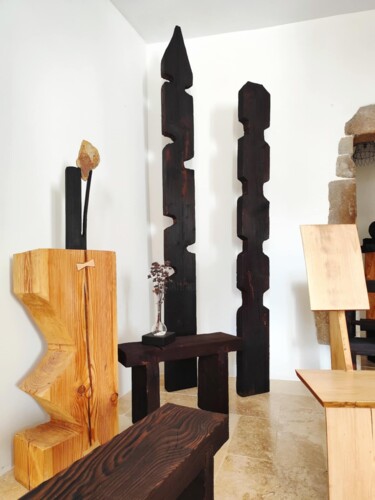 Scultura intitolato "Sculpture pétrichor" da Utopia Project, Opera d'arte originale, Legno