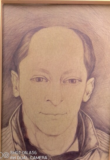 Tekening getiteld "Auto portrait" door Daoudi Mohamed, Origineel Kunstwerk, Balpen