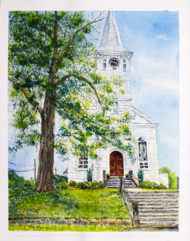 Pittura intitolato "St. John's Church W…" da Paula Bridges, Opera d'arte originale, Acquarello